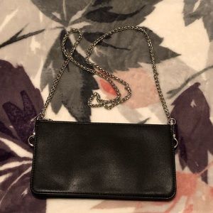 Black silver chain multi pocket small purse